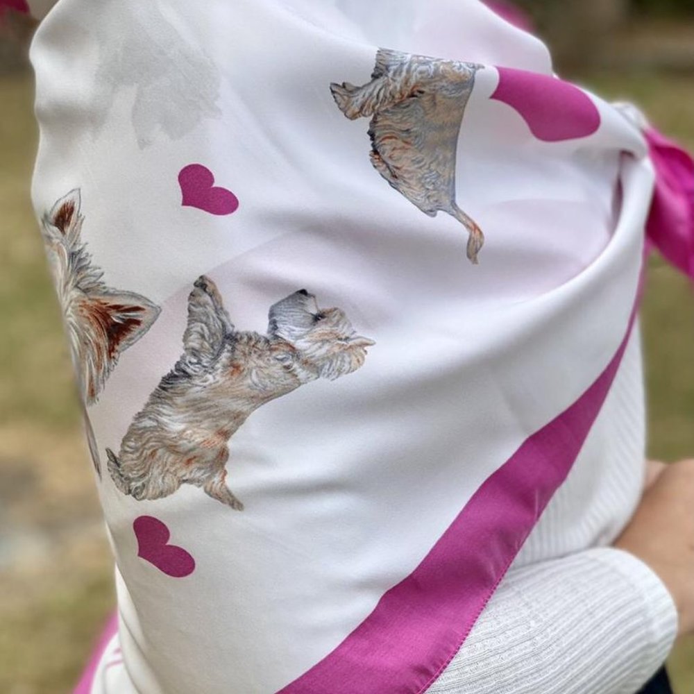 Vintage IFAW Highland Terrier Print Scarf